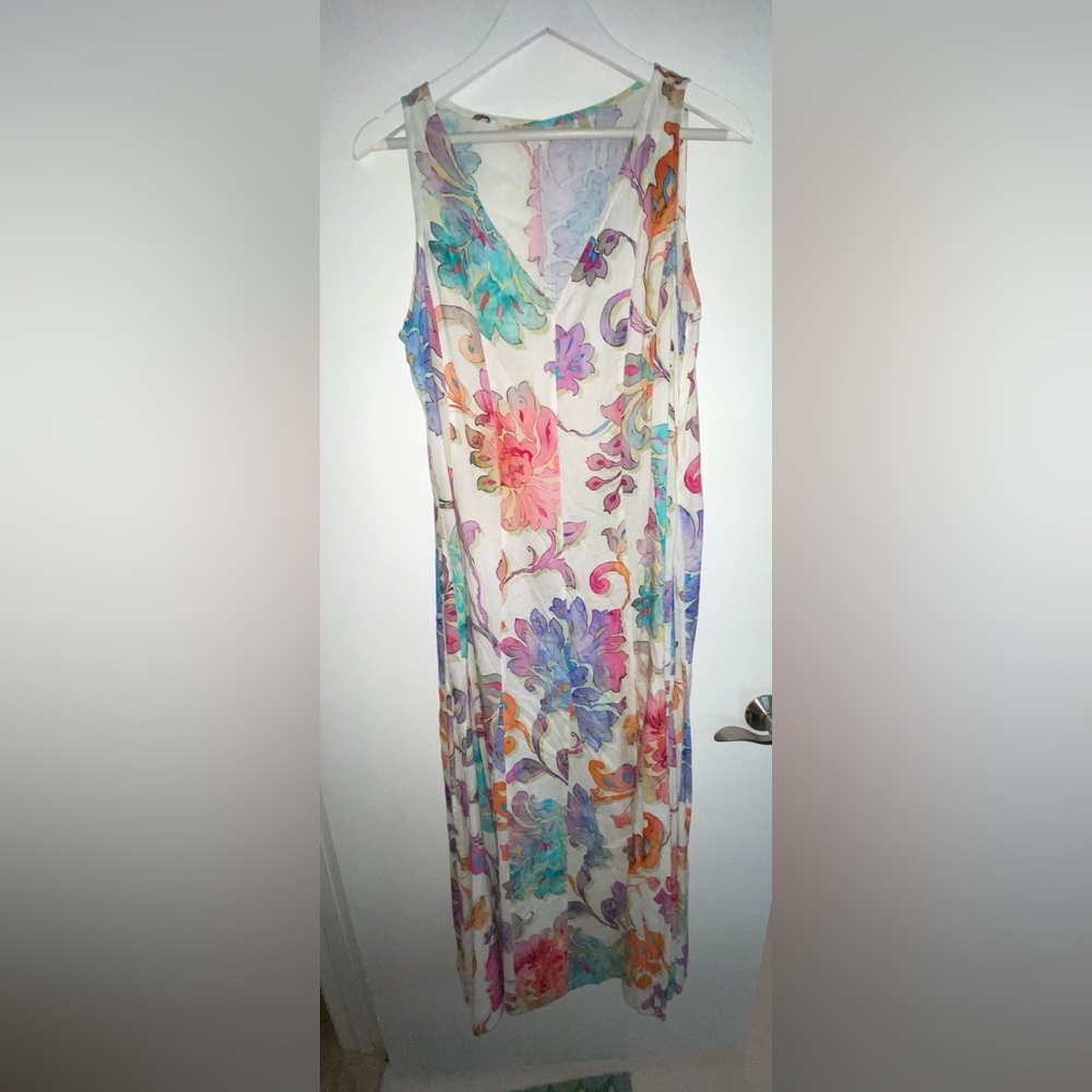 Soft Surroundings Flourish Watercolor Floral Maxi Dress Size L Large - Picture 7 of 16